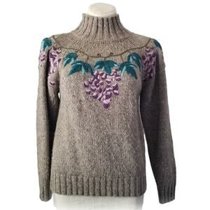 Vintage 80s Grape Wool Turtleneck Sweater size SMALL